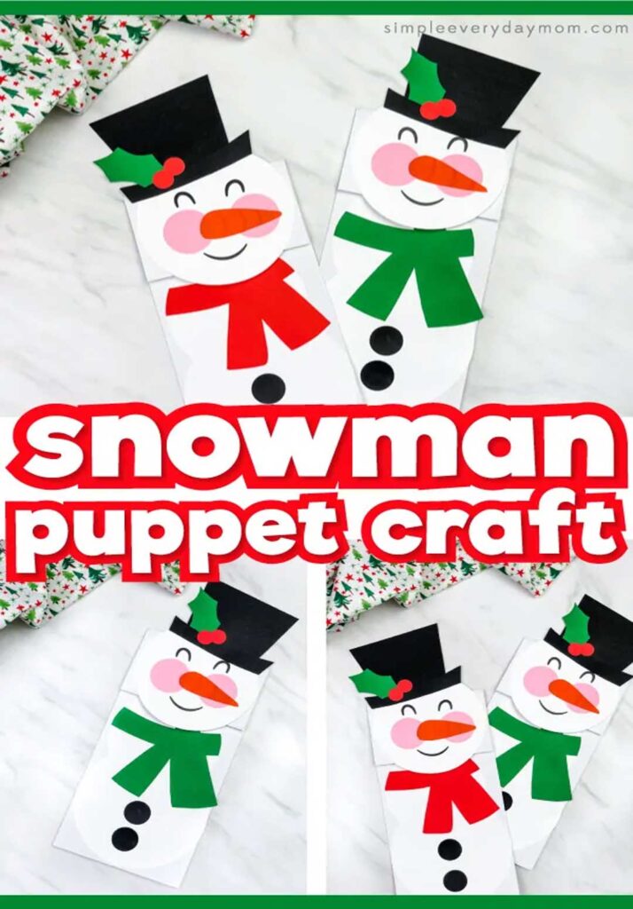 Paper Bag Snowman Puppet for Kids