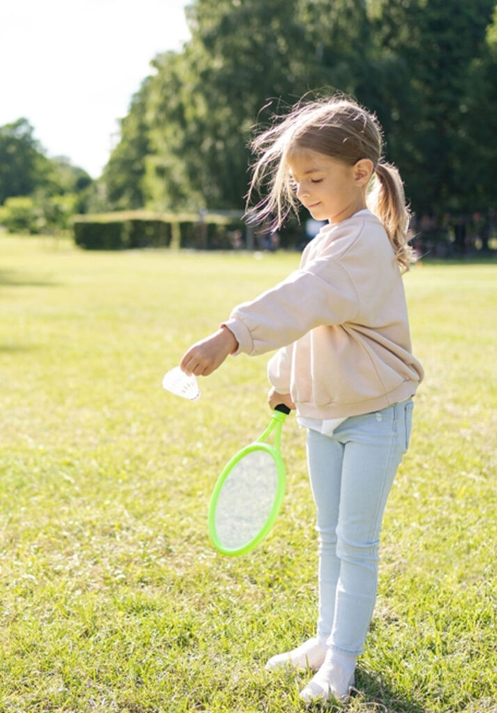 Playing Badminton game for kids
