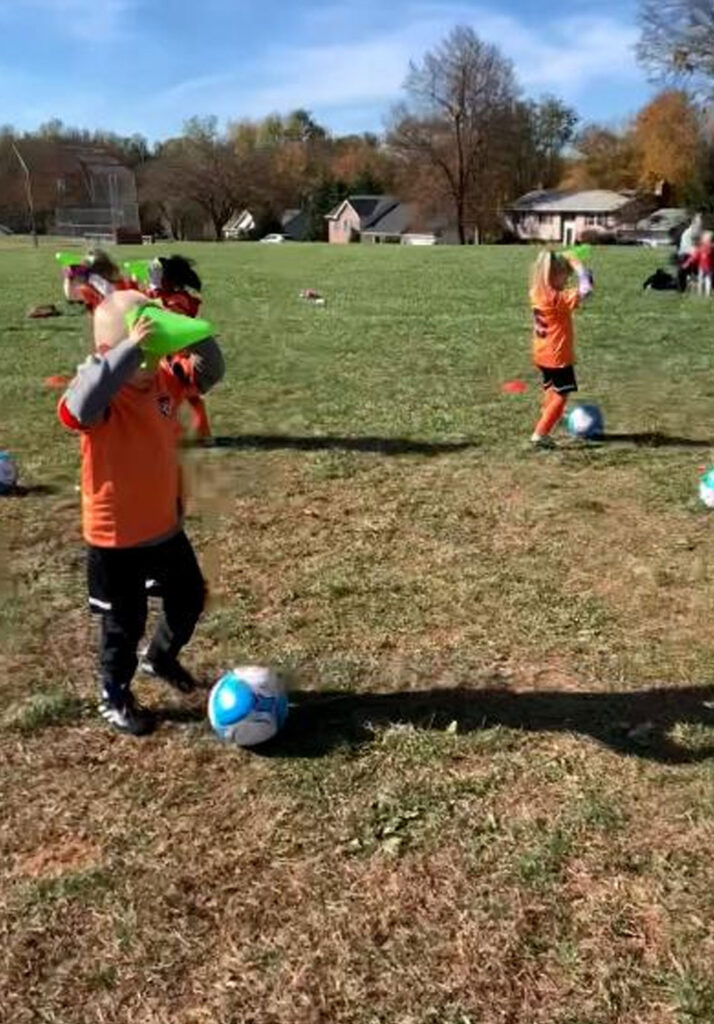 Playing Soccer game for kids
