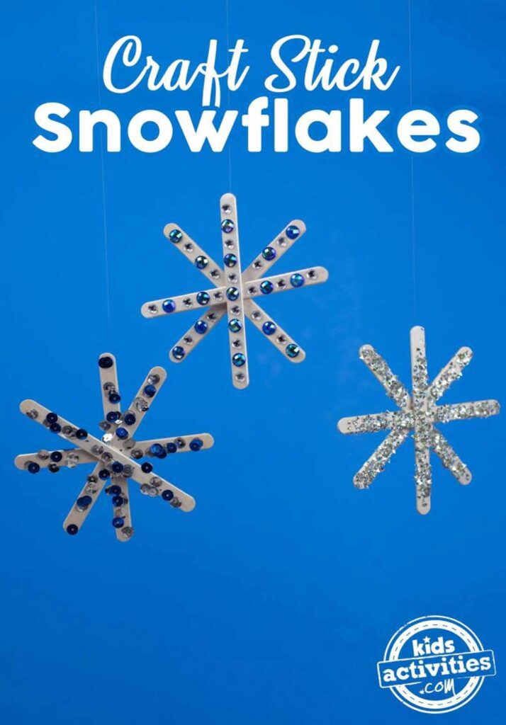 Popsicle Stick Snowflake Ornaments for Kids 