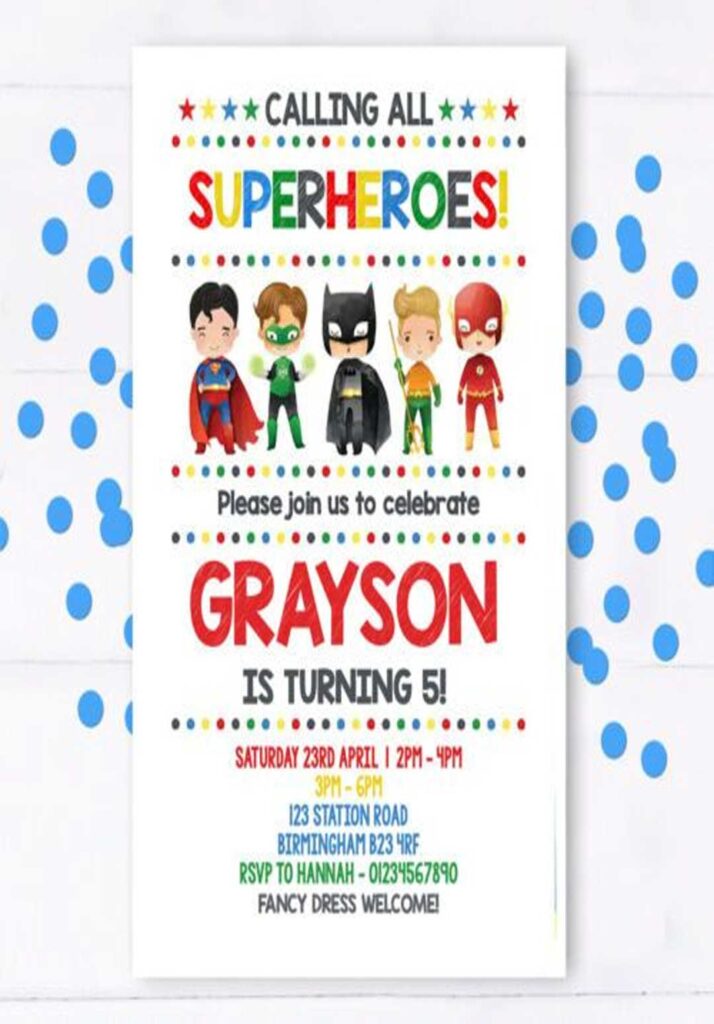 superhero kids' birthday party invitations 