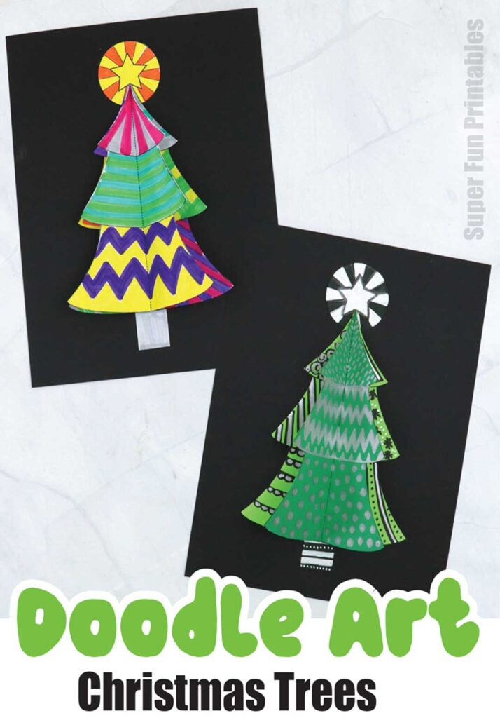 3D Christmas Tree Doodle Art for Kids 