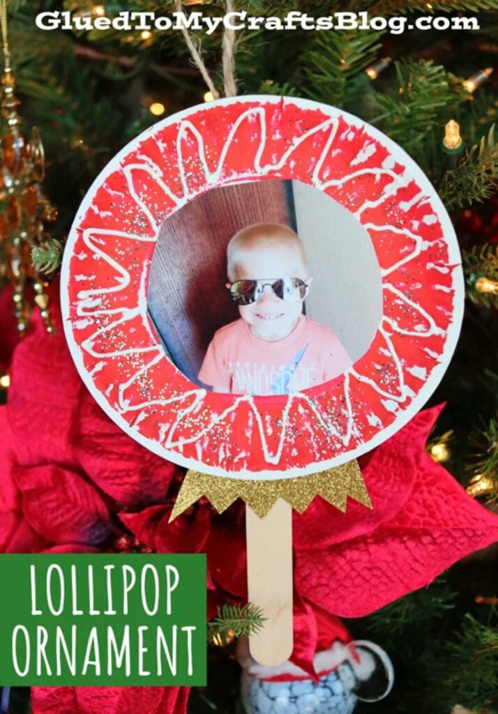 Lollipop Photo Ornament Craft for Kids 