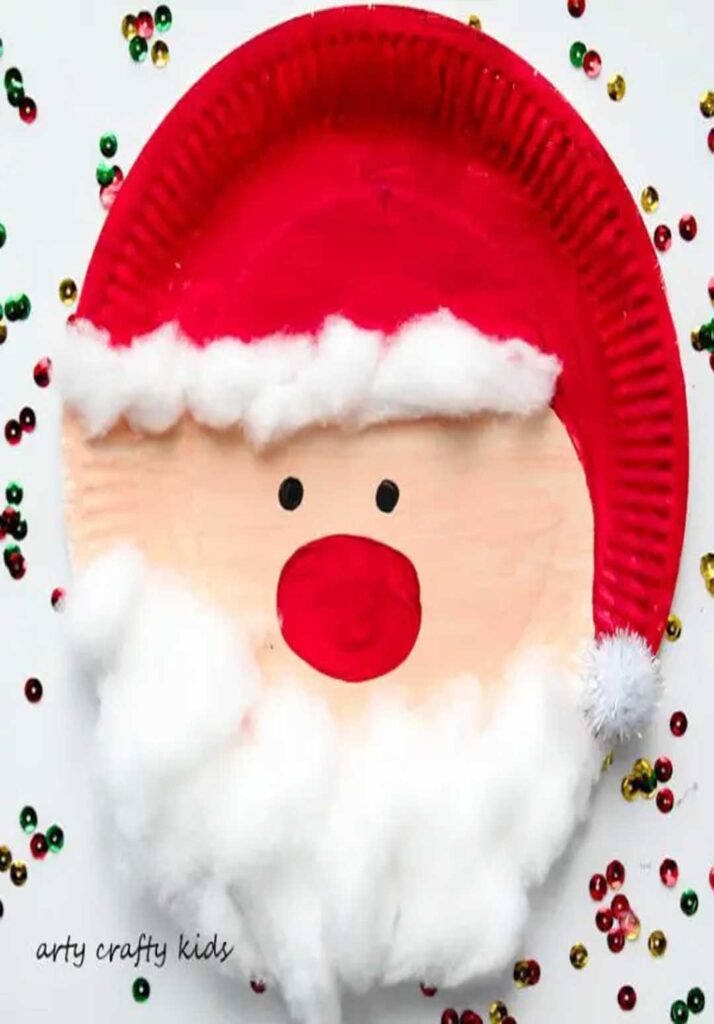 Paper Plate Santa Claus for Kids